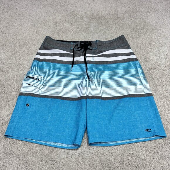 O’Neill Board Shorts Men’s Blue Gray White Drawstring Pockets Size 32 - Picture 8 of 12